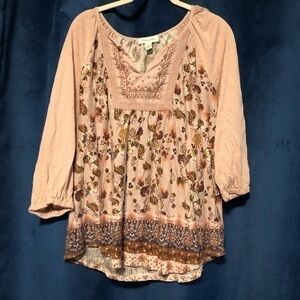 Vintage America BOHO Top in Dusty Pink